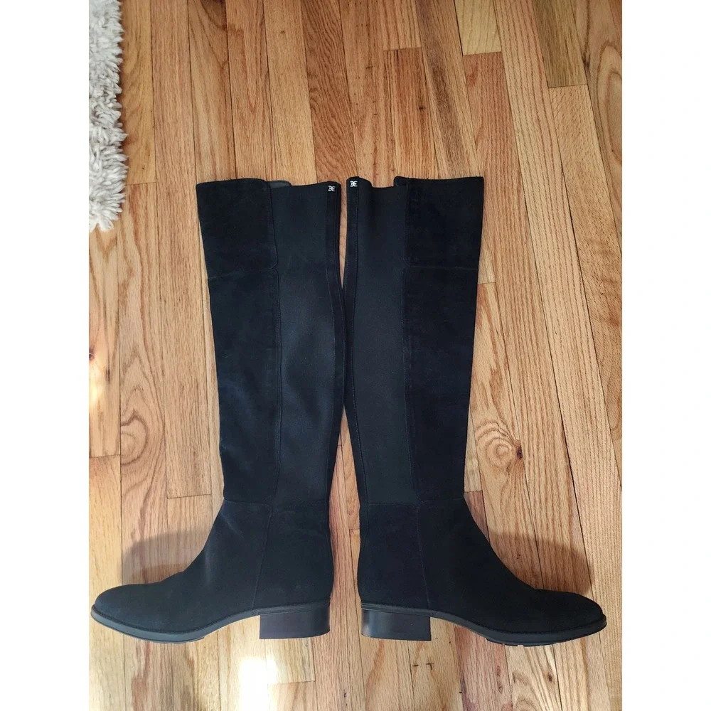 Sam Edelman Pam Black Suede Over The Knee Boots Low Block Heel Womens 9.5 M